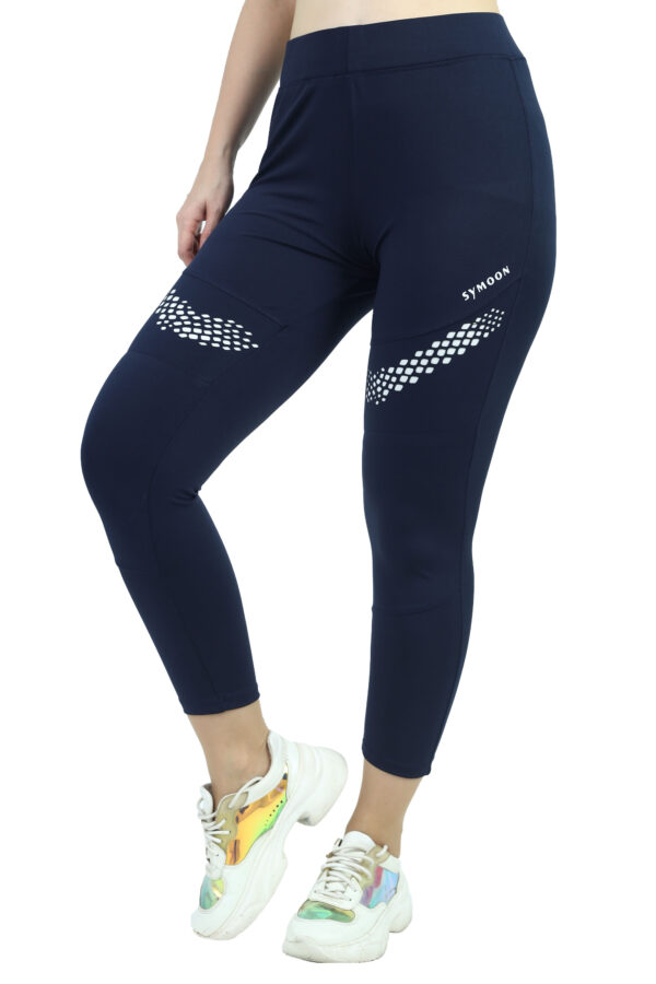 Women's Tight Fit Track Pants Dotted Navy Blue